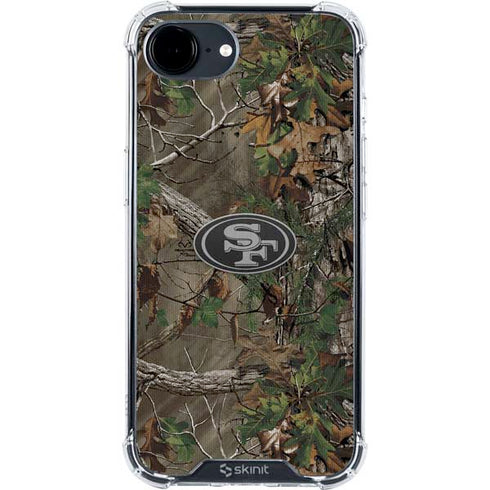 NFL San Francisco 49ers Realtree Xtra Green Camo iPhone 16e Clear Case